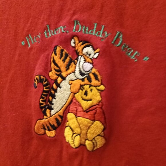 Pooh and Tigger XL Embroidered Red Short Sleeve T Shirt - Picture 2 of 5